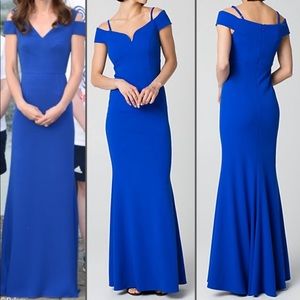 Blue off the shoulder gown